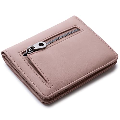 Image of Alldaily Small RFID Wallet for Women Slim Compact Bifold Pocket Ladies Travel Mini Purse (Dark Pink)