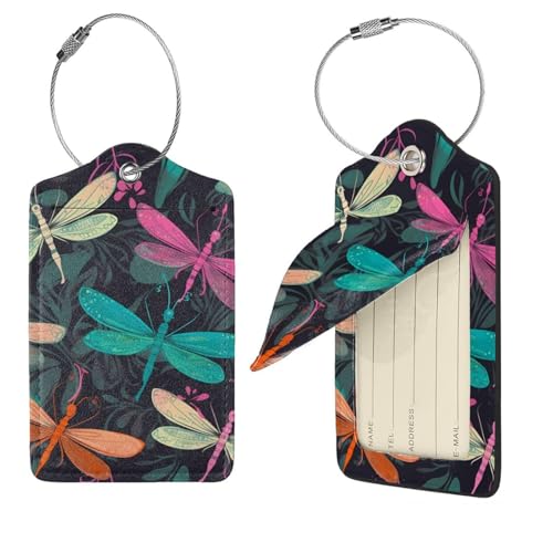 Étiquette de voyage libellule en cuir lot de 4 pour valise et sac
