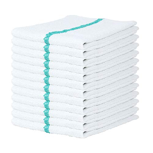 Arkwright Qwick Wick Bar Mop Towels - (Pack Of 12) 100% Cotton Quick Dry Dishcloths, Super Absorbent Multipurpose Cleaning Rags For Restaurants, Kitchen, Bathroom, Hotel, 16 X 19 In, Green Stripe #TOP5