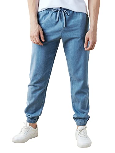 Image of The Souled Store Solids: Azure Blue Mens Regular fit Button Cotton and Spandex Cargo Jeans