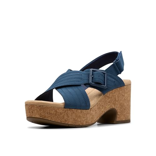 Image of Clarks Women Nerisa West Navy Nubuck 7.5 Wide