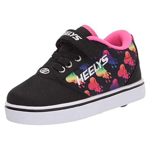 Heelys girls Wheeled Footwear Skate Shoe, Black/Rainbow, 2 Big Kid US