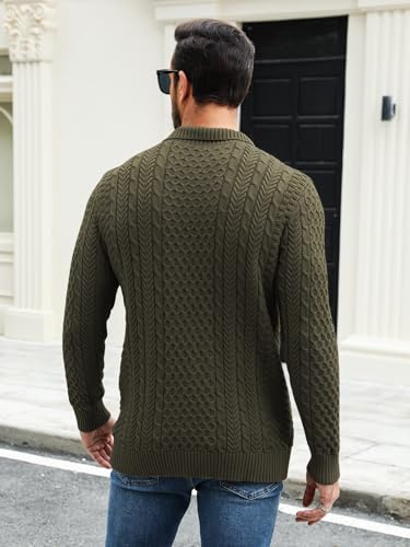 Mens Stand Collar Pullover Sweater Slim Fit Button Casual Knitted Sweaters Twisted Thermal Fashion Henley Sweater2