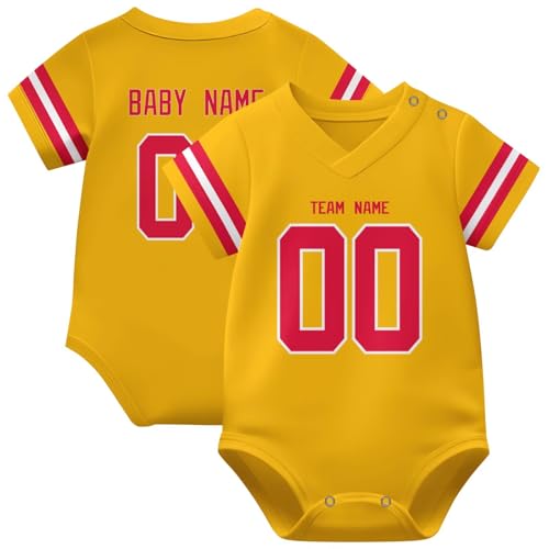 Image of KREDE Baby Clothes Unisex Bodysuit Jersey Style Custom Name Number for Baby Boys