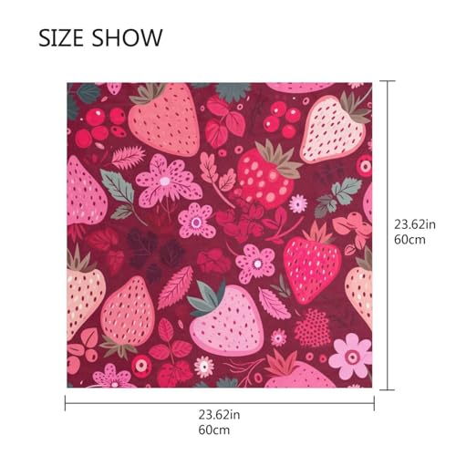 Kigai Square Scarf for Women Cute Strawberry Silk Feeling Head Scarf Breathable Lightweight Hair Scarf Neck Scarf, 23.6 × 23.6 inch Women's Bandanas & Scarves2