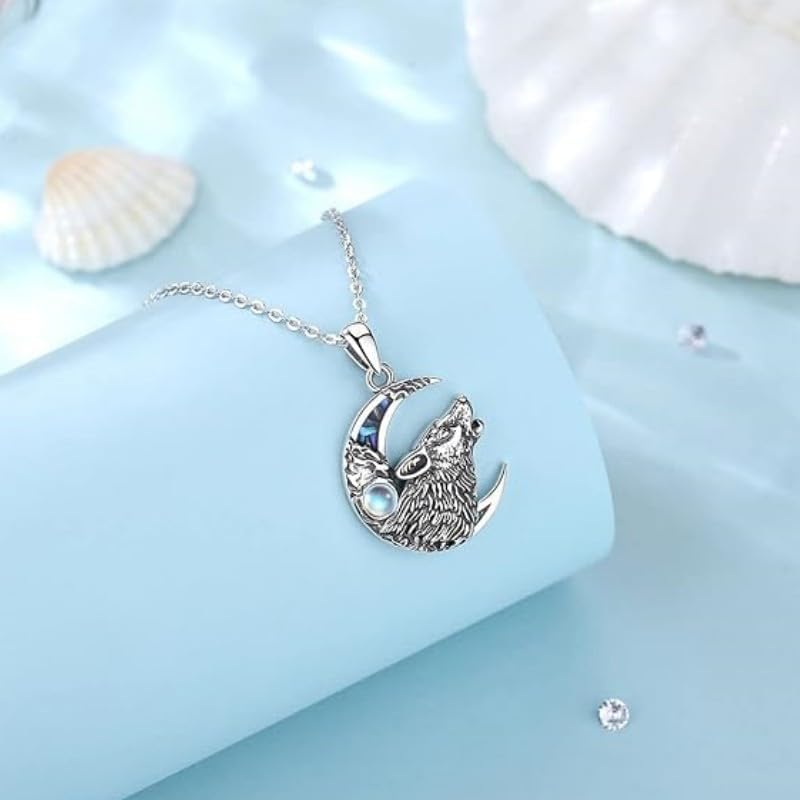 Howling Wolf Necklace for Men Women Vintage Wolf Pendant Jewelry Gifts for Him Womens Gothic Wolf's Necklaces Birthday Gift for Her Wolves Lovers Charm Mens Pendant - Image 2