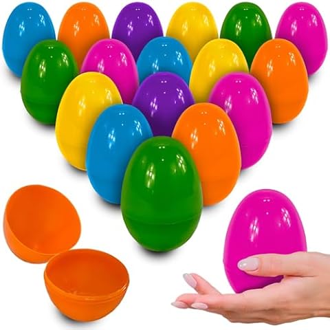 stargo 12 Pack - Easter Eggs 3” Large Plastic Eggs Empty and Fillable for Easter Egg Hunt, Halloween Party Favor, Bright Multicolored Eggs Cover