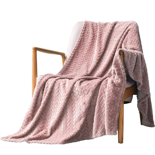 Couverture flanelle 228x264 cm motif épis de blé lit canapé cannelle