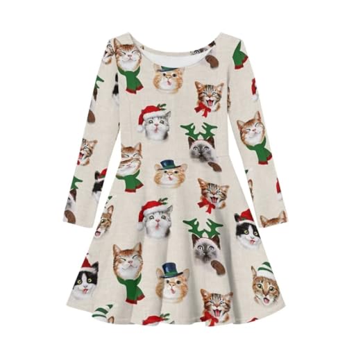 Girls Cute Long Sleeve Midi Dress for Party Casual Funny Swing A Line T Shirt Dress