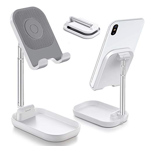 Cell Phone Stand, Foldable Phone Holder Tablet Stand for Desk, Height Angle Adjustable Phone Stand for Desk, Cell Phone Holder for Desk Compatible with All Mobile Phones,iPhone,Switch,iPad