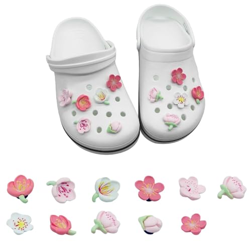 Aikeis Juego de 11 hebillas de zapatos de flores de cerezo rosa a la moda, juego de decoración, regalo adecuado para mujeres y niños, Plástico