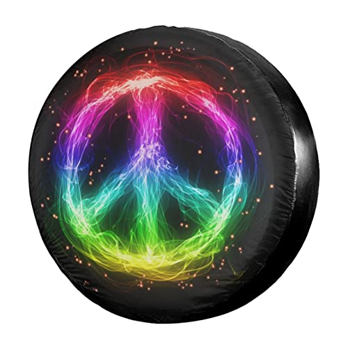 Foruidea Rainbow Peace Spare Tire Cover Dust-Proof Wheel Tire Cover Fit Trailer, RV, SUV and Many Vehicle 17 Inch