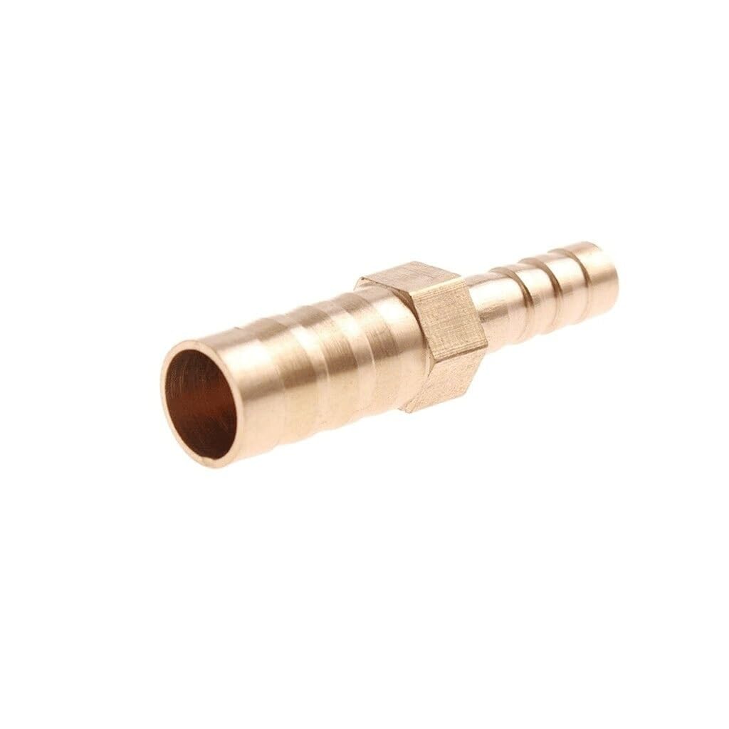 Brass Reducing Straight Hose Barb 2 Way Pipe Fitting Reducer Copper Joiner Splicer Connector Coupler Adapter, for Fuel Gas Water(8mm 10mm Barb)