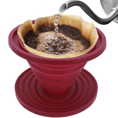 Image of Coffee Dripper, Collapsible Silicone Coffee Dripper Foldable Travel Pour Over Maker Reusable Filter Camping makers for Backpacking Camping Travel Home Office