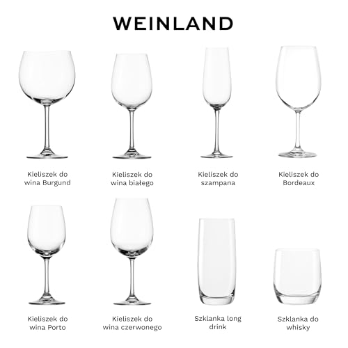 Stölzle Lausitz Kieliszki do Wina Czerwonego Weinland Zestaw 6 sztuk, 450 ml – Wysokiej Jakości Kieliszki Idealne do Bordeaux – Elegancki Kieliszek z Kryształu dla Maksymalnego Rozwoju Aromatów