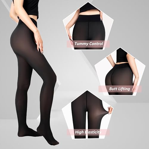 Image of EABERN Fleece Lined Tights Women-Fake Translucent Warm Pantyhose Leggings,Women Thermal Tights for Winter