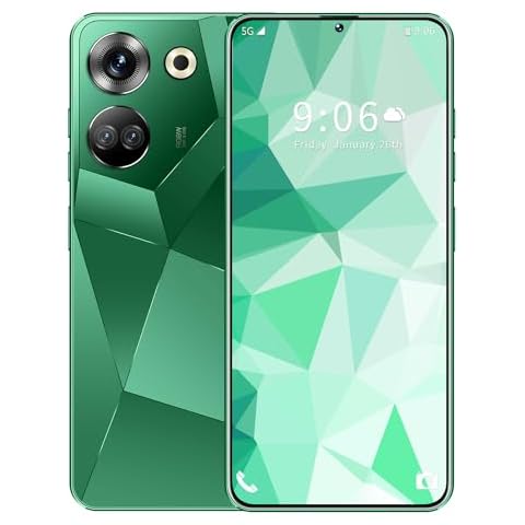 XUANMEIKE C20 Pro Unlocked Phone 8GB+256GB Android Phone 50MP+24MP Camera 6000mAh Large Battery Unique Appearance Design Fingerprint Face Unlock Dual SIM (Green) Cover