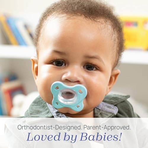 Image of Chicco PhysioForma Dual Soft Orthodontic Pacifier for Babies 6-16 Months, 100% Soft Silicone, Supports Breathing, One-Piece Design, Included Sterilizing Case, BPA Free, 2-Pack, Grey /Ultramarine