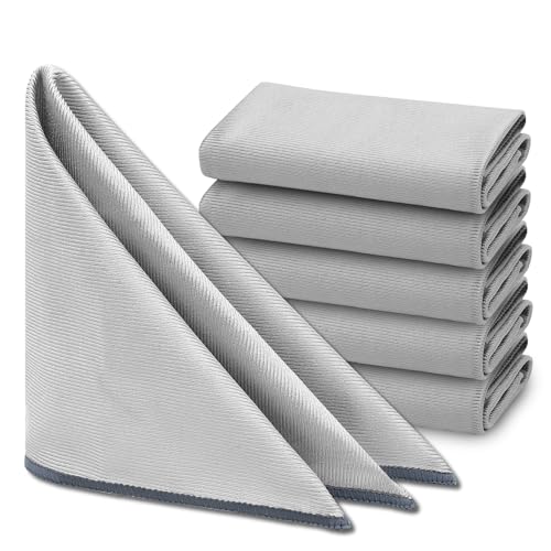 SOMLAW Panno per la Pulizia in Microfibra, Asciugamani per la Pulizia per Tutti Gli Usi, Asciugamano Riutilizzabile Lavabile per Casa, Cucina, Auto, Vetri, Pavimenti 40cm x 40cm(6 Argento)
