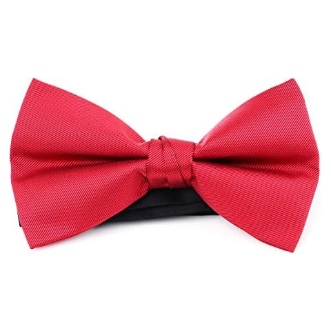 Mens Woven Pre Tied Bowties For Men Bowtie Tuxedo Solid Color Formal Bow Tie (Red) Cover