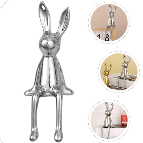 Mini Figurine Décorative Lapin Argenté Idée Cadeau Maison et Salon