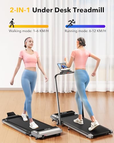 3 in 1 Folding Treadmill, Walking Pad with 7% Incline, 2.5HP Electric Treadmill for Home Under the Desk, Magnetic Remote Control, 12 km/h, 40x100cm, 12 Modes, App, LED Display - Image 3