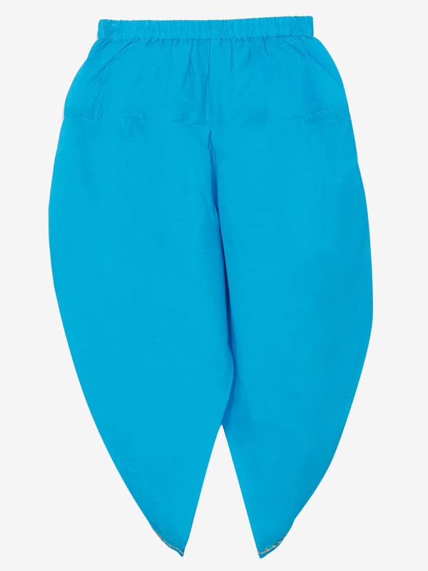 Image of Saka Designs Tie & Dye Blue and Sea Green Jhabla and Dhoti