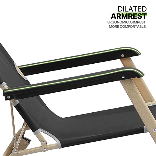 Magshion Folding Beach Lounge Chair 2 Pack Lawn Recliner Folding Portable Chaise Lounge Patio Chairs With Adjustable Headrest For Poolside Backyard Beach, 300 Lbs (Black) #TOP7