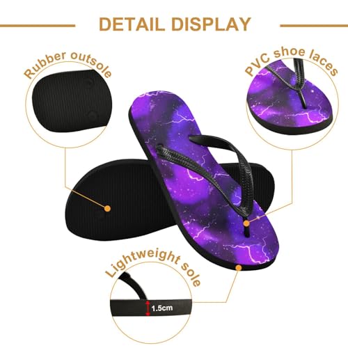 Lightning Star Cloud Purple Flip Flops for Beach Thong Sandals Anti-slip Lightweight Flat Slippers for Summer Travel Swim3