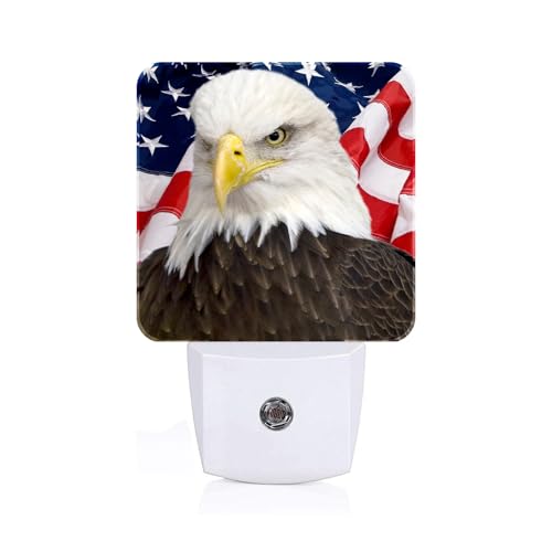 Image of American Bald Eagle Night Light,Plug Into Wall with Dusk to Dawn Light Sensors, Warm Nightlights for Bedroom, Bathroom, Hallway, Kitchen, Gifts Ideal for Boys Girls Women Men