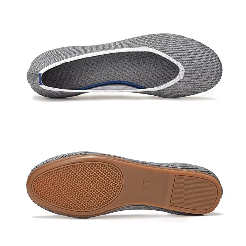 Image of Frank Mully Women's Ballet Flats Round Toe Walking Flats Slip On Work Shoes Knitted Flats Shoes for Woman Soft Lightweight