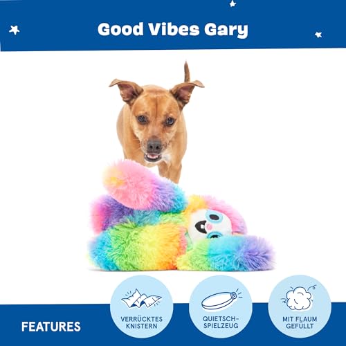 BARK Good Vibes Gary Rainbow Sloth Plush Dog Toy, Multi-Coloured