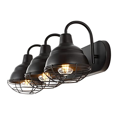 Image of JONATHAN Y Levi 3-Light Vanity 24.5 inch Industrial Metal, Oil Rubbed Bronze