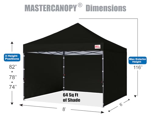 MasterCanopy Heavy Duty Pop-up Gazebo tent with Sidewalls (2.5x2.5M,Black) - Image 3