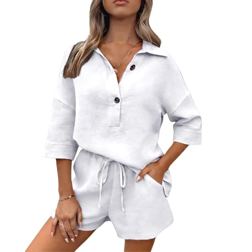 Ensemble de shorts en lin pour femme vêtement été respirant