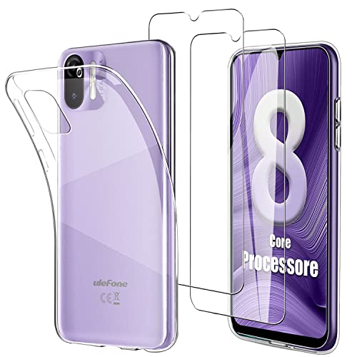 Kit Protezione Per Ulefone Note 6P: Cover Morbida In Silicone TPU Trasparente + Pellicola In Vetro Temperato 9H (2 Pezzi)