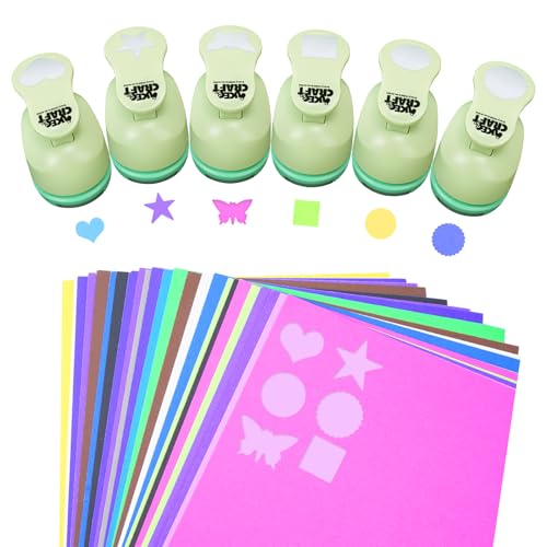 UCEC 6 PCS Craft Hole Punch 1 Inch Paper Puncher Hole Punch Shapes Crafting