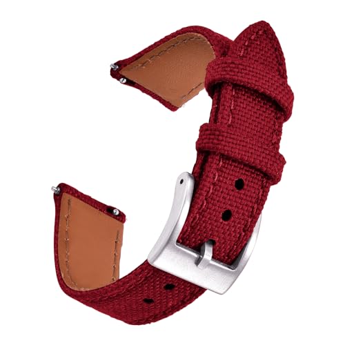 PTFULUOS Premium Soft Hybrid (Leather and Sailcloth) Watch Bands for Men Women,18mm 20mm 22mm...