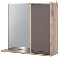 HOMCOM Bathroom Mirror Cabinet, Wall-Mounted Bathroom Cabinet with Mirror and Adjustable Inner Shelf, 57L x 14.2W x49.2H cm