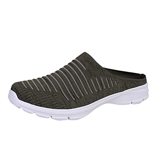 Womens Breathable Mesh Walking Mules Sneakers Non-Slip Wide Width Casual Sneakers Close Toe Slingback Slip On Orthopedic Shoes with Arch Support