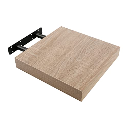 H HANSEL HOME Estantería para Pared, Estantes Pared, Baldas Pared Fijación Invisible, Roble Natural 23,5 x 23,5 x 3,8 cm