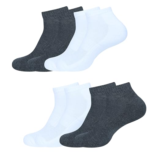 Image of Womens Cushioned Ankle Socks, Low Cut Breathable Casual Super Soft, Multi Color Options Size 4-7, 6-9 (US, Numeric, 6, 9, Regular, Regular, 4, White, Dark Grey)