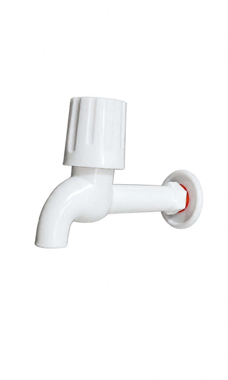 Premium Plastic Bib Tap, White, Wall Mounted, Leak-Proof | Rust-Proof & Corrosion-Resistant, Smooth Water Flow, Easy to Install, For Kitchen & Bathroom, Smooth Grip Handle-image-46