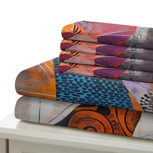 Housse de couette chat 140x200 imprimé 3d géométrique avec fermeture éclair