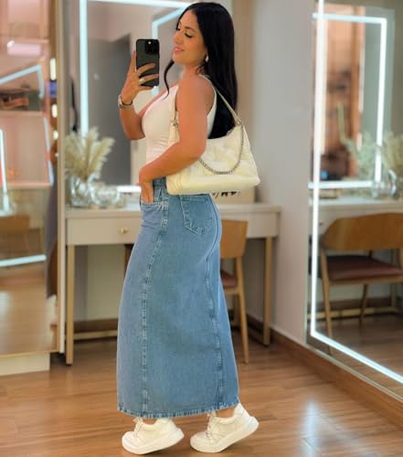 Women's Skirt Y2k Denim Skirt High Waisted Slit Skirt Streetwear Trendy Clothing4