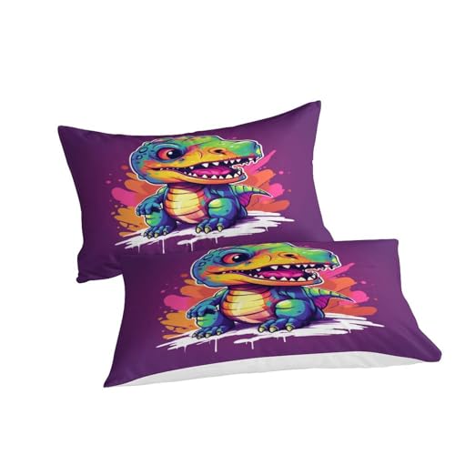 Housse de couette dinosaure 3 pièces parure de lit microfifre douce pour ado et enfant - 5