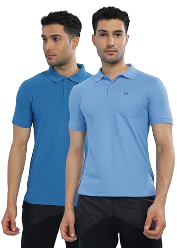 Image of Force NXT Polo Neck T-Shirt for Men Pack of 2 | Regular Fit T-Shirt for Men | Premium Super Combed Rich Cotton Polo Shirt | Men's Ultra Soft Half Sleeve T-Shirt
