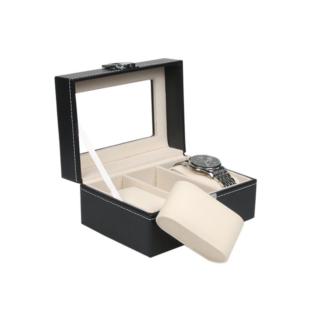 NISHIV Watch Storage Box Leather Jewelry Storage Organizer Case Portable Watch Organizer Case Holder Transparent Window Watch Collection With Lock (2 Slot Watch Box) (B0CFFPBM4G) Amazon Price History, Amazon Price Tracker