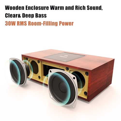 Kompaktanlagen Nostalgische Bluetooth-Stereoanlage für Zuhause, WISCENT Vintage Micro HiFi Systems CD-Player, mit Bluetooth Audio Streaming, FM Radio, USB-Anschluss, Aux-in, Musikanlage