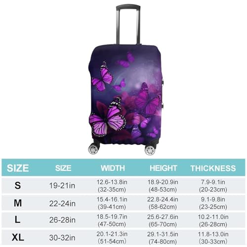 Carry on Luggage Cover Purple Butterflies Suitcase Covers for Luggages Tsa Approved Travel Luggage Sleeve Protector Elastic Suitcase Protector Anti-Scratch Washable Fits 19-30 Inch Case -L2